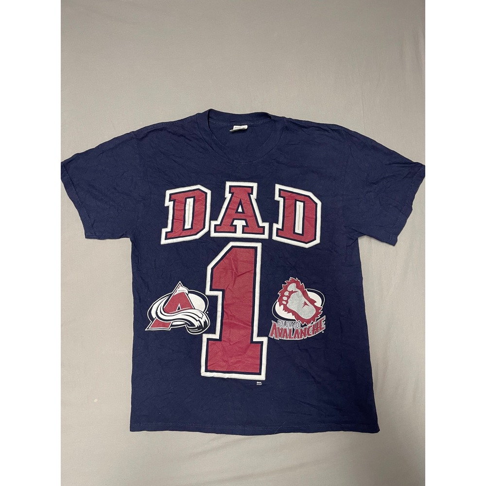 Vintage Colorado Avalanche NHL Dad 1 T Shirt Navy Blue Delta Pro Weight Large